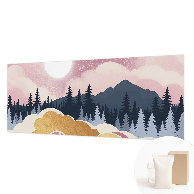 Mural de pared con estampado hermoso con motivo de atardecer rosa