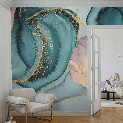 Mural de pared con estampado hermoso con ondas artísticas