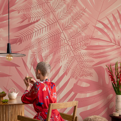 Fotomural decorativo para cabecero de cama con diseño de hojas tropicales