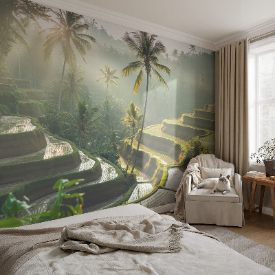 Papel mural con patrón decorativo con el diseño Terrazas del paraíso