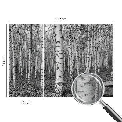 Mural decorativo con un motivo de bosque de abedules