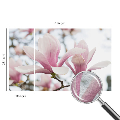 Papel mural con patrón decorativo con diseño de flores de magnolia