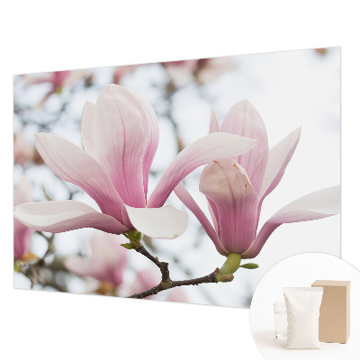 Papel mural con patrón decorativo con diseño de flores de magnolia