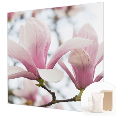 Papel mural con patrón decorativo con diseño de flores de magnolia