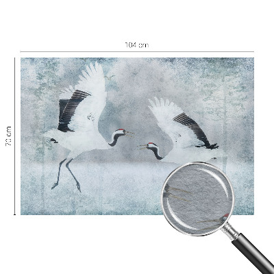 Fotomural decorativo para cabecero de cama con diseño de grúas armoniosas
