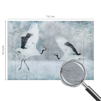 Fotomural decorativo para cabecero de cama con diseño de grúas armoniosas