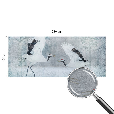 Fotomural decorativo para cabecero de cama con diseño de grúas armoniosas