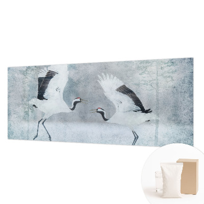 Fotomural decorativo para cabecero de cama con diseño de grúas armoniosas