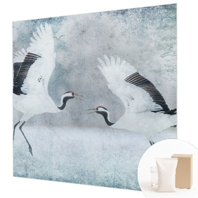 Fotomural decorativo para cabecero de cama con diseño de grúas armoniosas