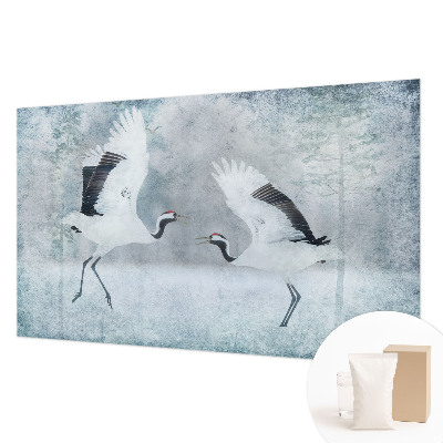 Fotomural decorativo para cabecero de cama con diseño de grúas armoniosas