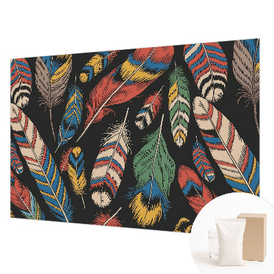 Papel mural texturado decorativo con diseño de plumas coloridas