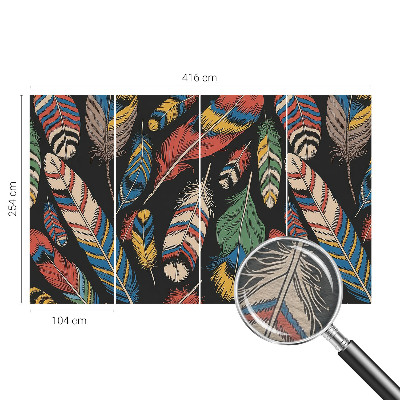 Papel mural texturado decorativo con diseño de plumas coloridas