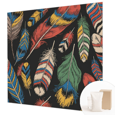 Papel mural texturado decorativo con diseño de plumas coloridas