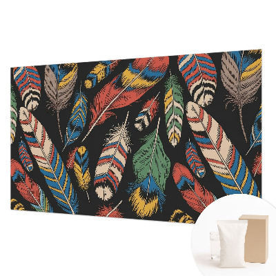 Papel mural texturado decorativo con diseño de plumas coloridas