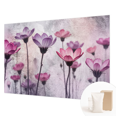 Papel mural texturado decorativo con diseño de flores en tonos pastel