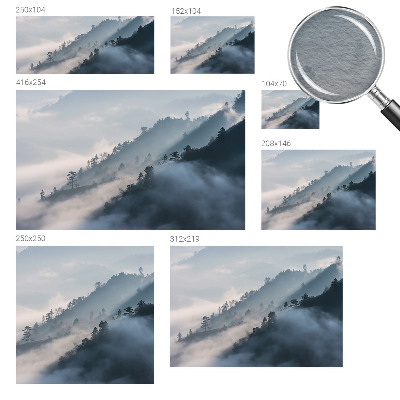 Mural decorativo con un paisaje brumoso