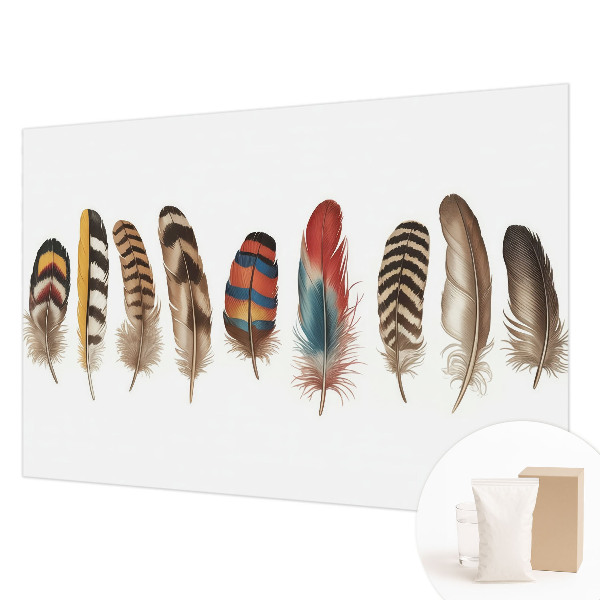 Papel mural con patrón decorativo con plumas coloridas como motivo