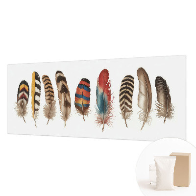 Papel mural con patrón decorativo con plumas coloridas como motivo