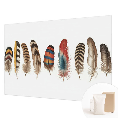 Papel mural con patrón decorativo con plumas coloridas como motivo