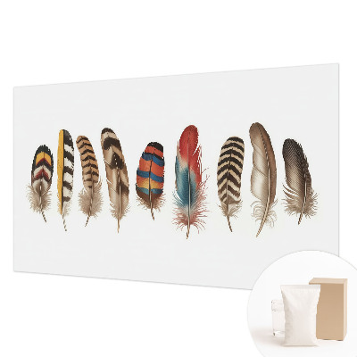Papel mural con patrón decorativo con plumas coloridas como motivo