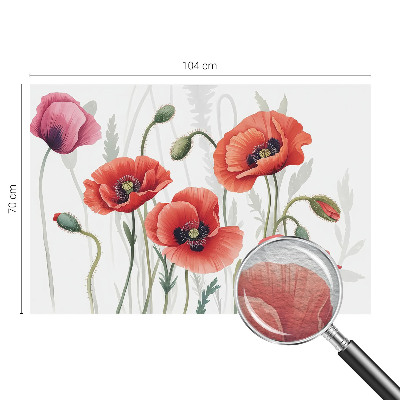Papel mural texturado decorativo con diseño de amapolas rojas