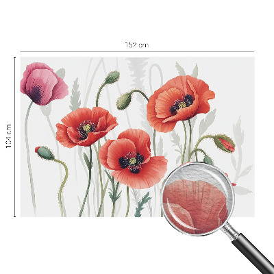 Papel mural texturado decorativo con diseño de amapolas rojas
