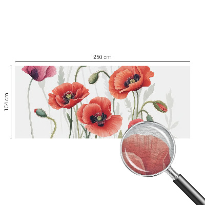 Papel mural texturado decorativo con diseño de amapolas rojas