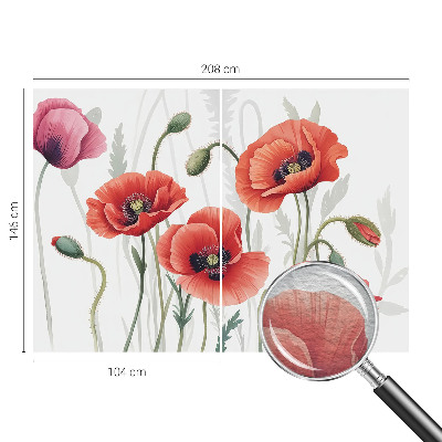 Papel mural texturado decorativo con diseño de amapolas rojas