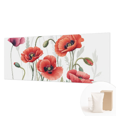 Papel mural texturado decorativo con diseño de amapolas rojas