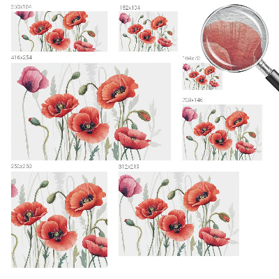 Papel mural texturado decorativo con diseño de amapolas rojas