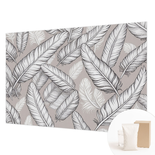 Mural de pared con estampado hermoso con un dibujo de plumas sutiles