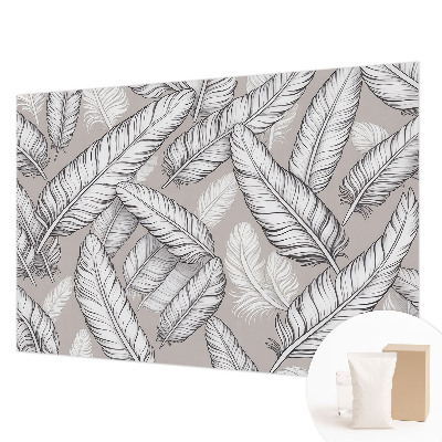 Mural de pared con estampado hermoso con un dibujo de plumas sutiles