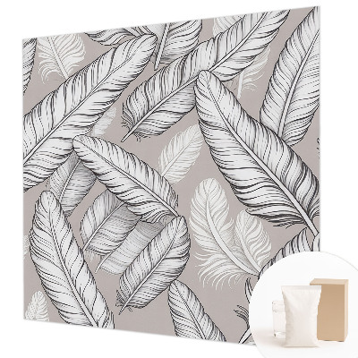 Mural de pared con estampado hermoso con un dibujo de plumas sutiles