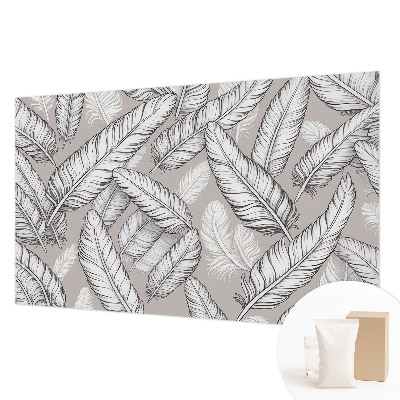 Mural de pared con estampado hermoso con un dibujo de plumas sutiles