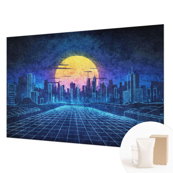 Mural de pared con estampado hermoso con un paisaje futurista