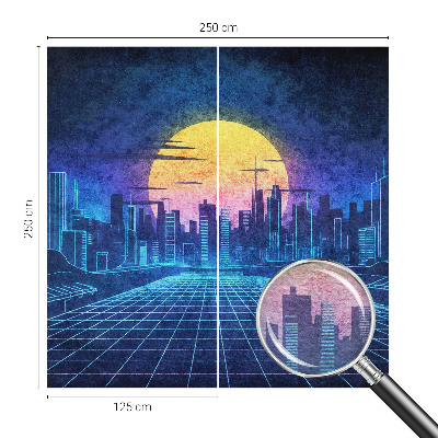 Mural de pared con estampado hermoso con un paisaje futurista