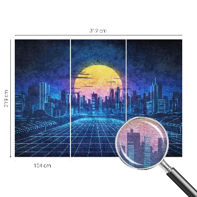Mural de pared con estampado hermoso con un paisaje futurista