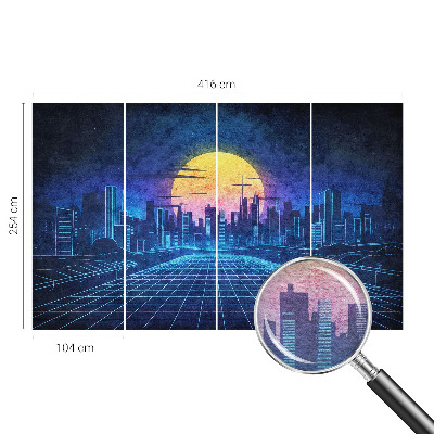 Mural de pared con estampado hermoso con un paisaje futurista