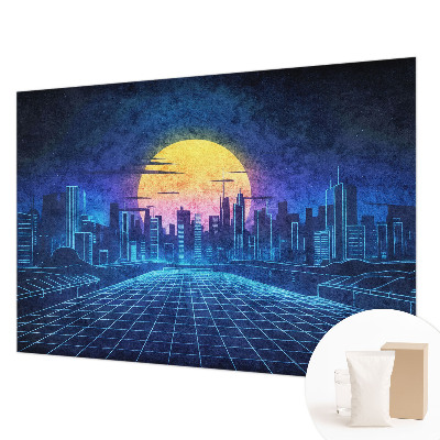 Mural de pared con estampado hermoso con un paisaje futurista