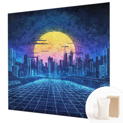 Mural de pared con estampado hermoso con un paisaje futurista
