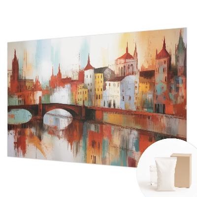 Papel mural con patrón decorativo con un motivo de paisaje urbano
