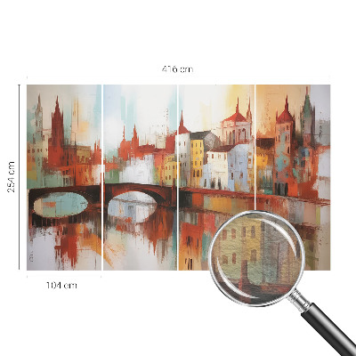 Papel mural con patrón decorativo con un motivo de paisaje urbano