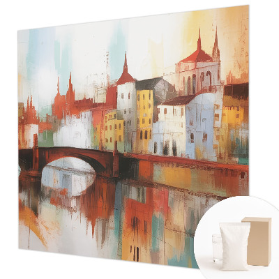 Papel mural con patrón decorativo con un motivo de paisaje urbano