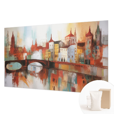 Papel mural con patrón decorativo con un motivo de paisaje urbano