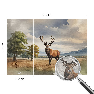 Mural decorativo con un motivo de ciervo majestuoso