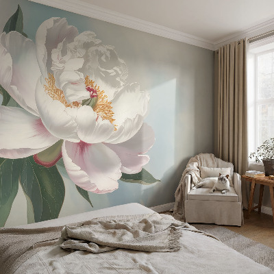 Fotomural decorativo para cabecero de cama con diseño de peonía
