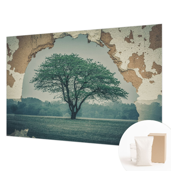 Fotomural decorativo para cabecero de cama con un diseño de un árbol solitario