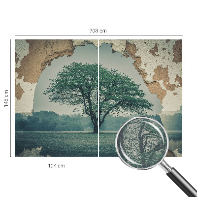 Fotomural decorativo para cabecero de cama con un diseño de un árbol solitario