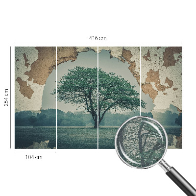 Fotomural decorativo para cabecero de cama con un diseño de un árbol solitario