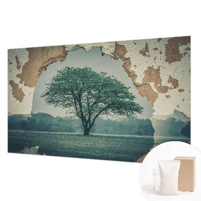 Fotomural decorativo para cabecero de cama con un diseño de un árbol solitario